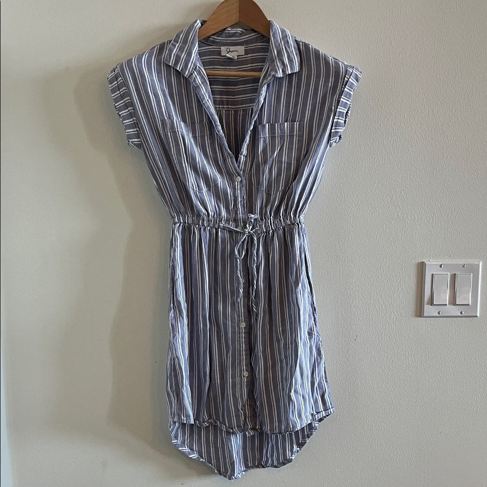 Japna Gray Striped High Low Dress Lilac and White with Pockets